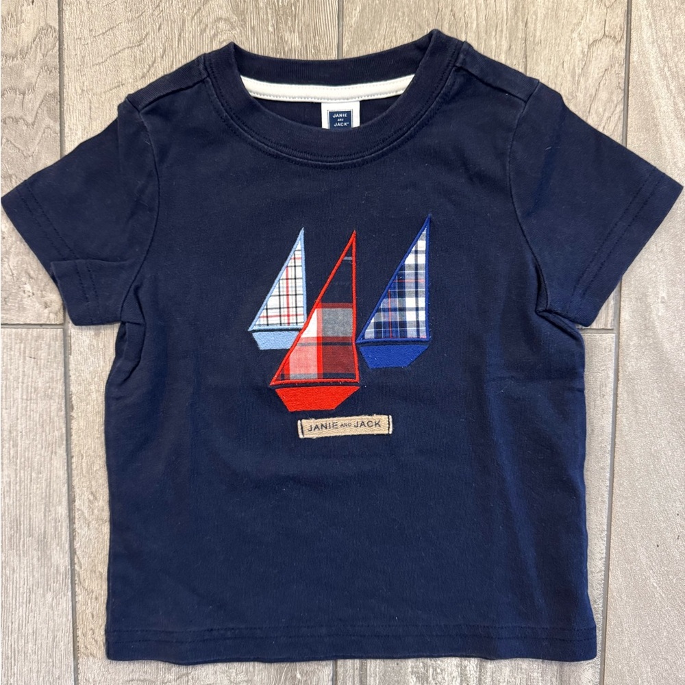 Janie and Jack Blue and Red Nautical Short Sleeve Tee